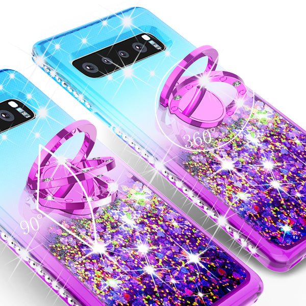 glitter ring phone case for samsung galaxy s10e - teal gradient - www.coverlabusa.com 