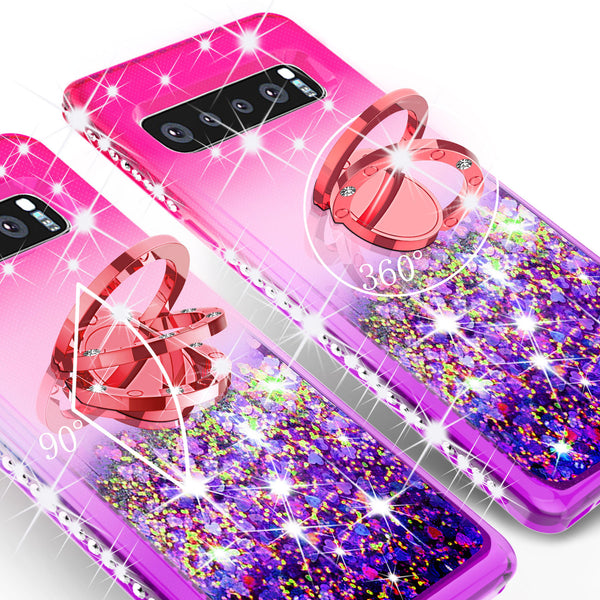 glitter ring phone case for samsung galaxy s10 plus - hot pink gradient - www.coverlabusa.com 