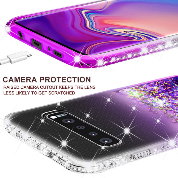 clear liquid phone case for samsung galaxy s10 plus - purple - www.coverlabusa.com 