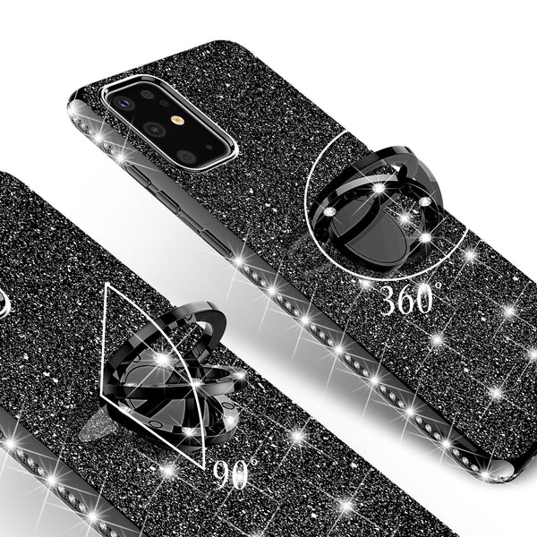 samsung galaxy s20 fan edition glitter bling fashion case - black - www.coverlabusa.com