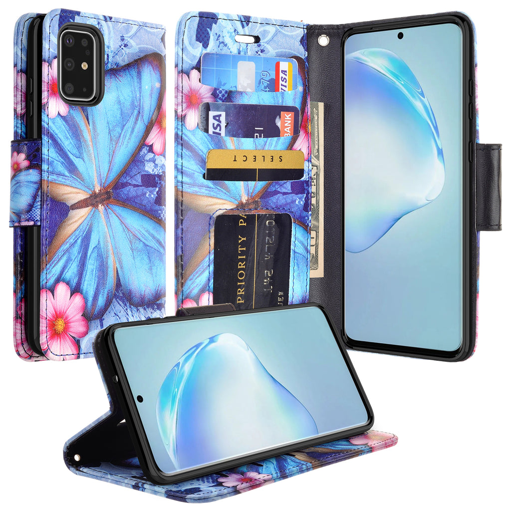 samsung galaxy s20 wallet case - blue buttefly - www.coverlabusa.com