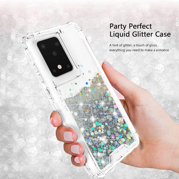 hard clear glitter phone case for samsung galaxy s20 ultra - clear - www.coverlabusa.com 