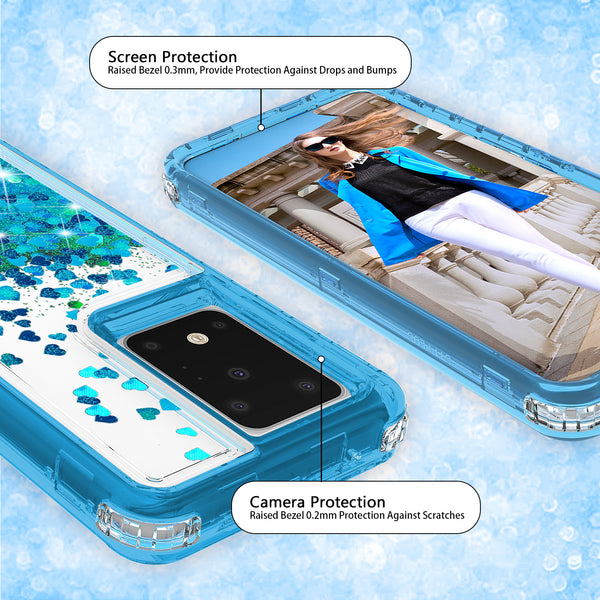 hard clear glitter phone case for samsung galaxy s20 ultra - teal - www.coverlabusa.com 