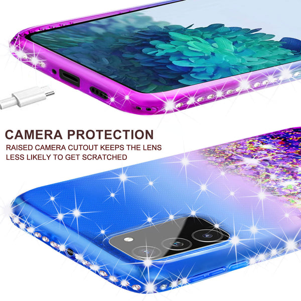 glitter phone case for samsung galaxy s20 fan edition - blue/purple gradient - www.coverlabusa.com