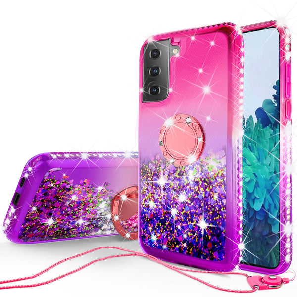 glitter phone case for samsung galaxy s21 plus - hot pink/purple gradient - www.coverlabusa.com