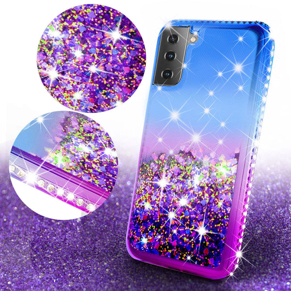 glitter phone case for samsung galaxy s21 plus - blue/purple gradient - www.coverlabusa.com