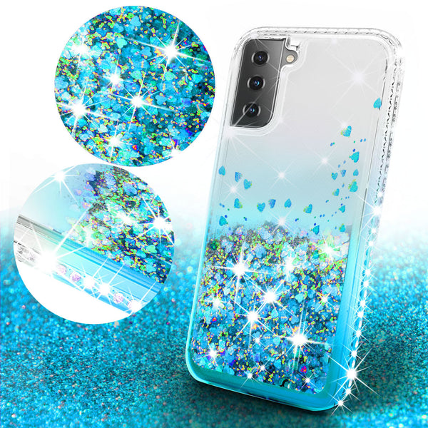 clear liquid phone case for samsung galaxy s21 - teal - www.coverlabusa.com