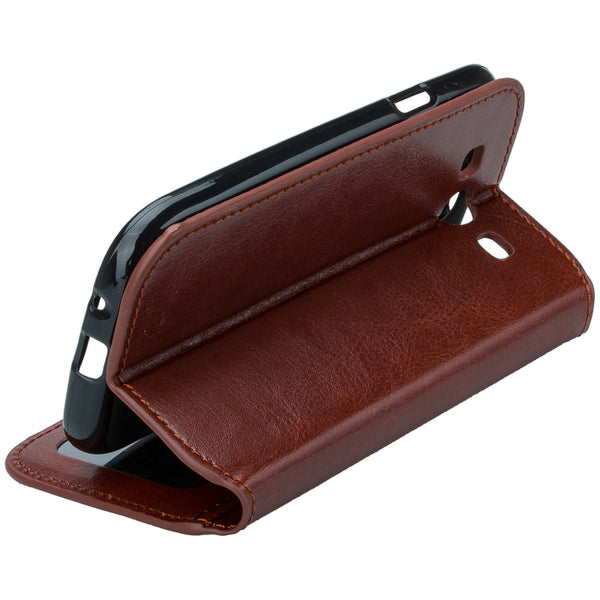 samsung galaxy S3 leather wallet case - brown - www.coverlabusa.com