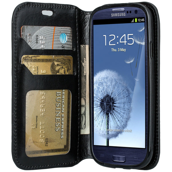 samsung galaxy S3 leather wallet case - black - www.coverlabusa.com