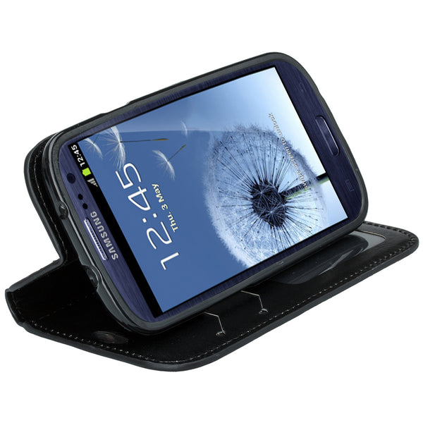 samsung galaxy S3 leather wallet case - black - www.coverlabusa.com