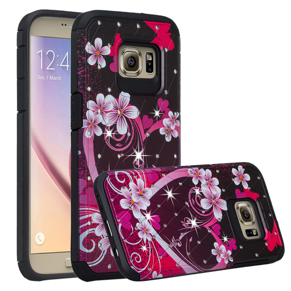 galaxy s7 hybrid diamond - heart butterflies - www.coverlabusa.com