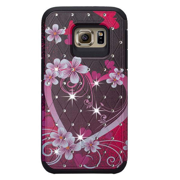 Galaxy S7 Edge diamond rhinestone case - heart butterflies - www.coverlabusa.com