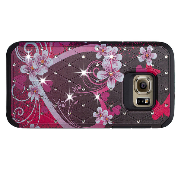 galaxy s7 hybrid diamond - heart butterflies - www.coverlabusa.com