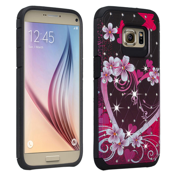 galaxy s7 hybrid diamond - heart butterflies - www.coverlabusa.com