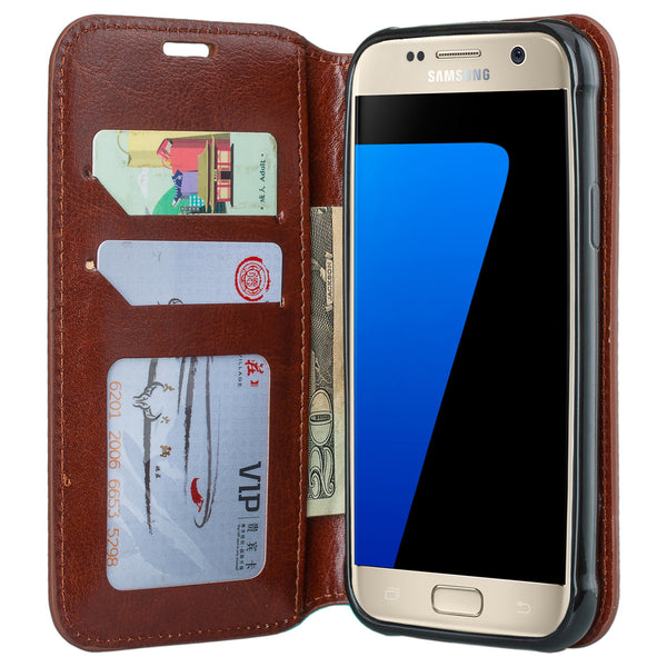 samsung galaxy s7 active leather wallet case - brown - www.coverlabusa.com
