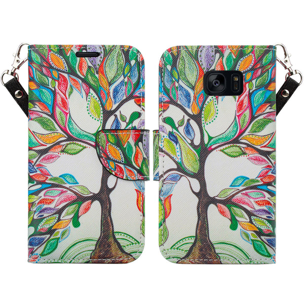 samsung galaxy s7 active leather wallet case - colorful tree - www.coverlabusa.com