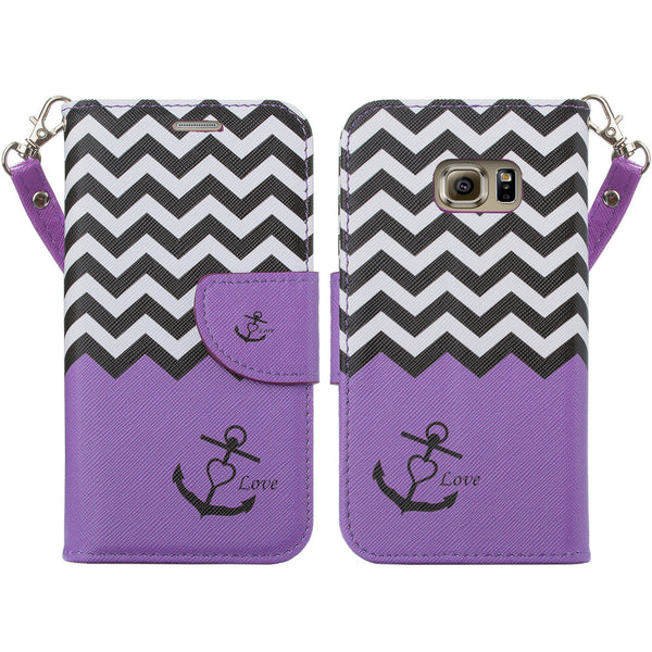 samsung galaxy s7 active leather wallet case - purple anchor - www.coverlabusa.com