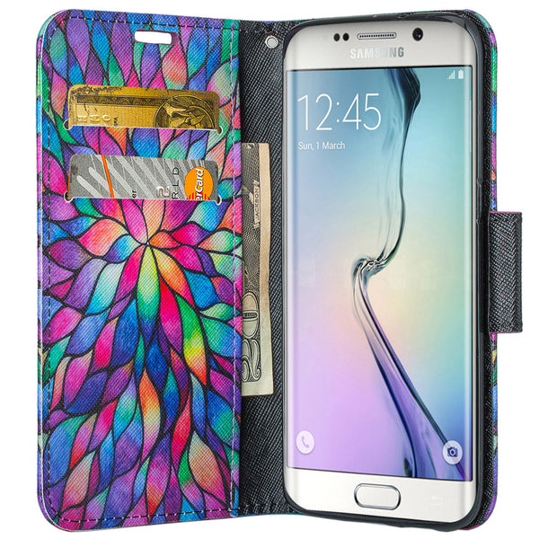 galaxy S7 cover, galaxy S7 wallet case - Rainbow Flower - www.coverlabusa.com