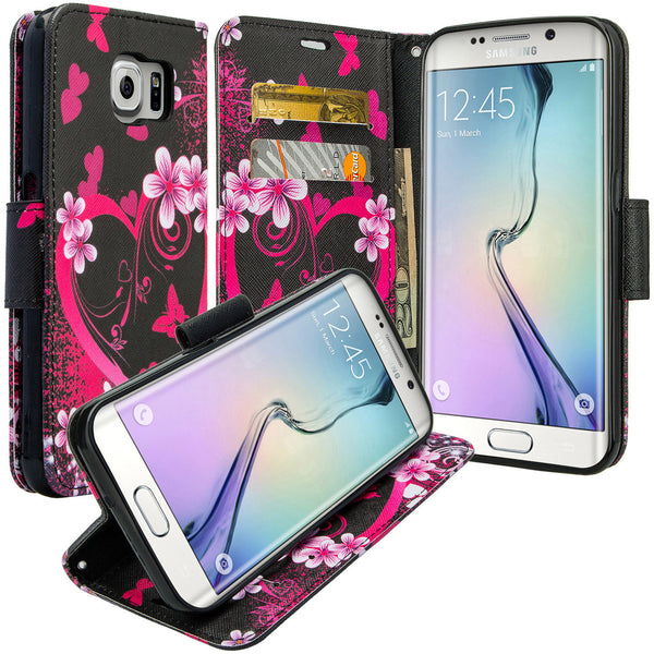 galaxy S6 Edge Plus cover, galaxy S6 Edge Plus wallet case - Flower Hearts - www.coverlabusa.com