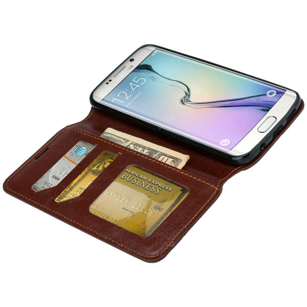 galaxy s7 edge cover, galaxy s7 edge wallet case - Brown - www.coverlabusa.com