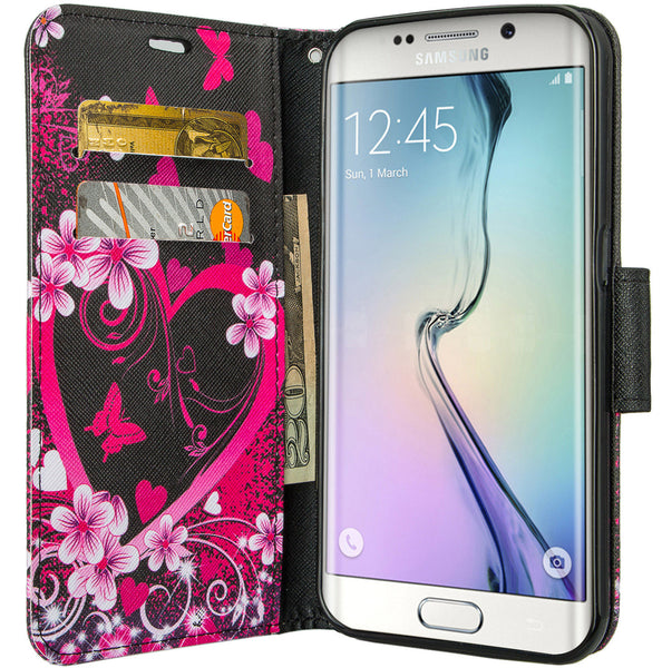 galaxy S7 cover, galaxy S7 wallet case - Flower Hearts - www.coverlabusa.com