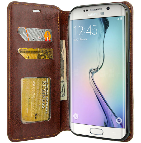 galaxy s7 edge cover, galaxy s7 edge wallet case - Brown - www.coverlabusa.com