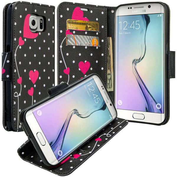 galaxy S6 Edge Plus cover, galaxy S6 Edge Plus wallet case - Polka Dots Hearts - www.coverlabusa.com
