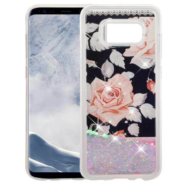 galaxy s8 plus liquid sparkle quicksand case - pink rose - www.coverlabusa.com