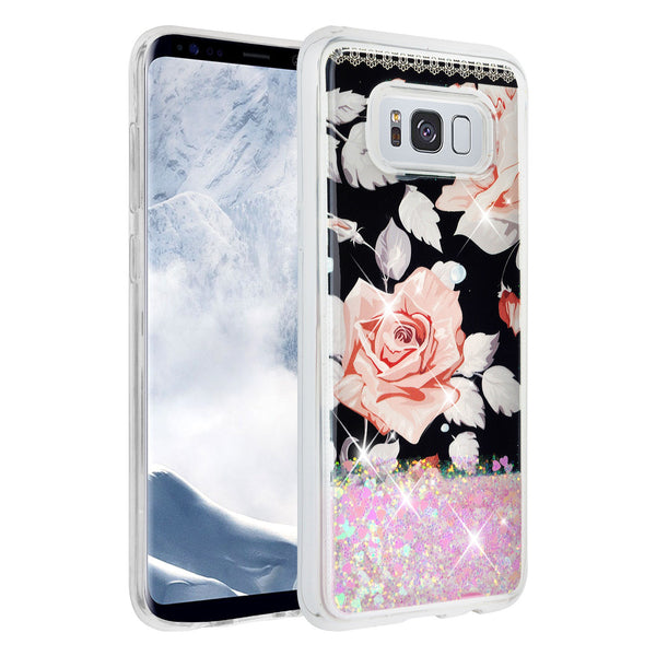 galaxy s8 plus liquid sparkle quicksand case - pink rose - www.coverlabusa.com