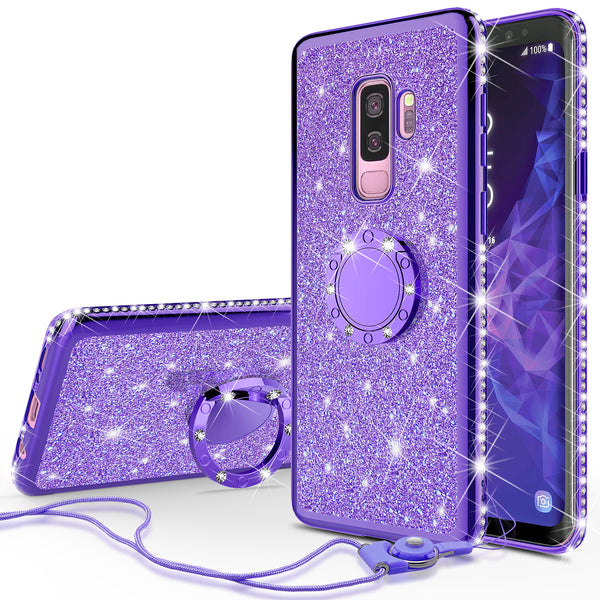 samsung galaxy s9 plus glitter bling fashion case - purple - www.coverlabusa.com
