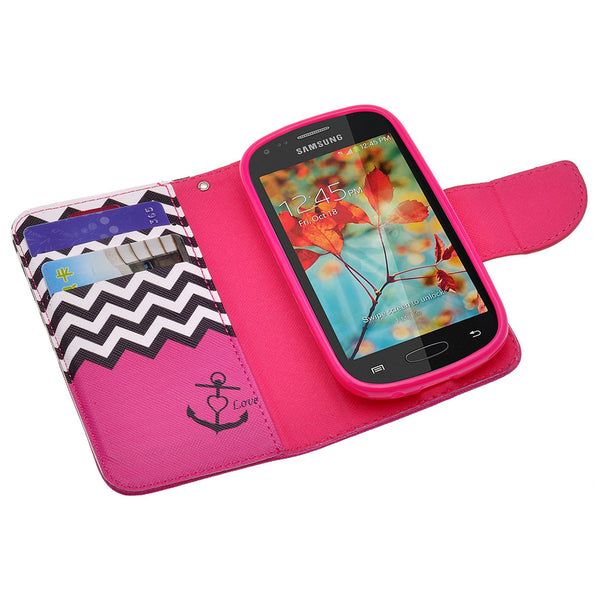 samsung galaxy light leather wallet case - hot pink anchor - www.coverlabusa.com