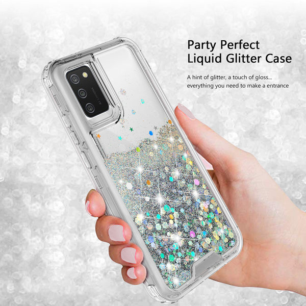 hard clear glitter phone case for samsung galaxy a02s - clear - www.coverlabusa.com