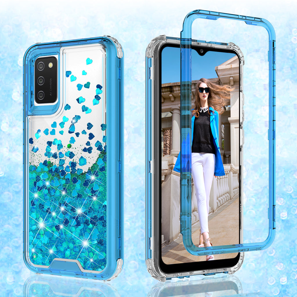 For Samsung Galaxy A02s 5G Glitter Cute Phone Case Girls w/Kickstand Pink