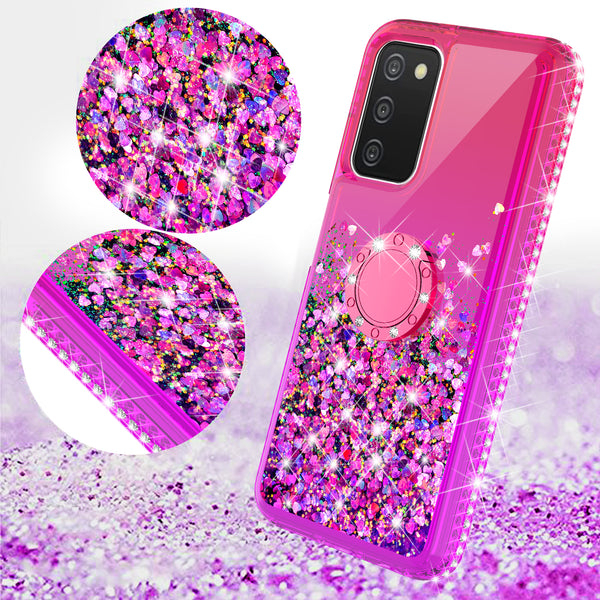 glitter phone case for samsung galaxy a03s - hot pink/purple gradient - www.coverlabusa.com