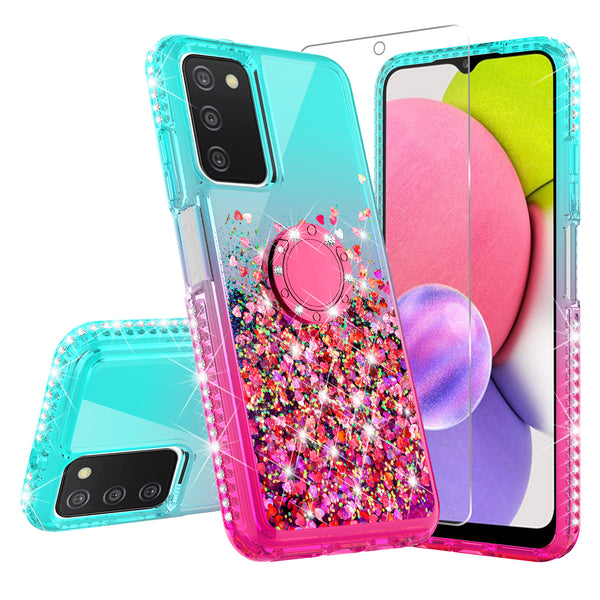 glitter phone case for samsung galaxy a03s - teal/pink gradient - www.coverlabusa.com