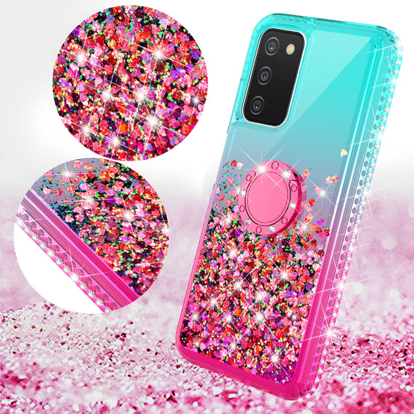 glitter phone case for samsung galaxy a03s - teal/pink gradient - www.coverlabusa.com