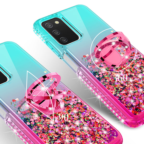 glitter phone case for samsung galaxy a03s - teal/pink gradient - www.coverlabusa.com