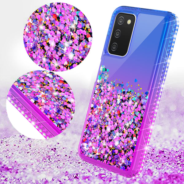 glitter phone case for samsung galaxy a03s - blue/purple gradient - www.coverlabusa.com