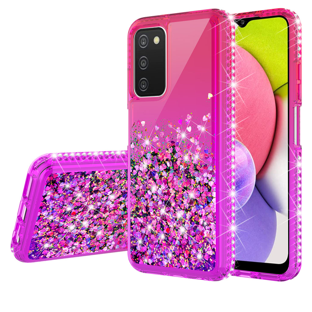 For Samsung Galaxy A03s Case Liquid Glitter Phone Case Waterfall