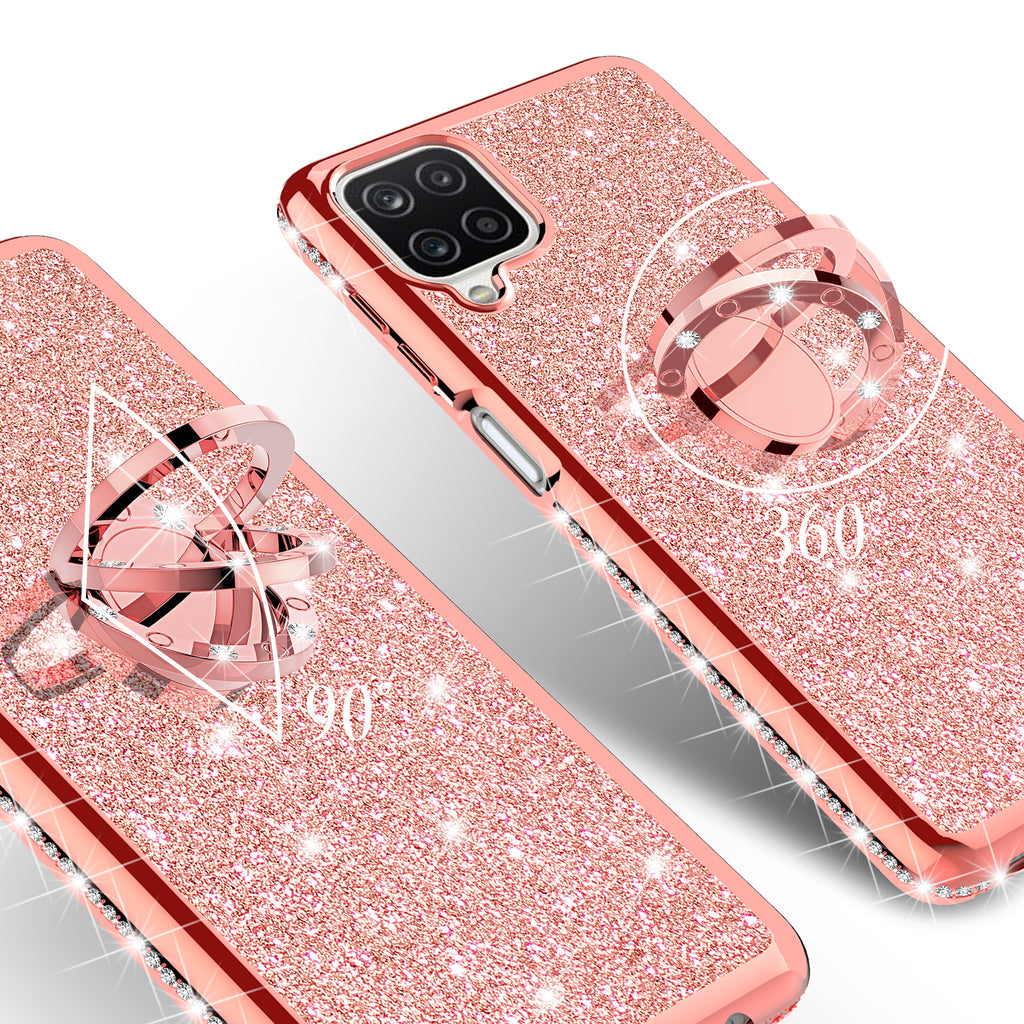Muntonski compatible with Samsung Galaxy A12 case square trunk bling  glitter women bumper cute bee samsunga12 galaxya12 12a phone cover for  luxury box