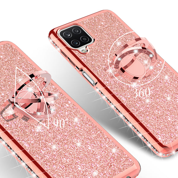 samsung galaxy a12 glitter bling fashion case - rose gold - www.coverlabusa.com