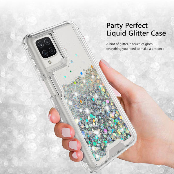 hard clear glitter phone case for samsung galaxy a12 - clear - www.coverlabusa.com
