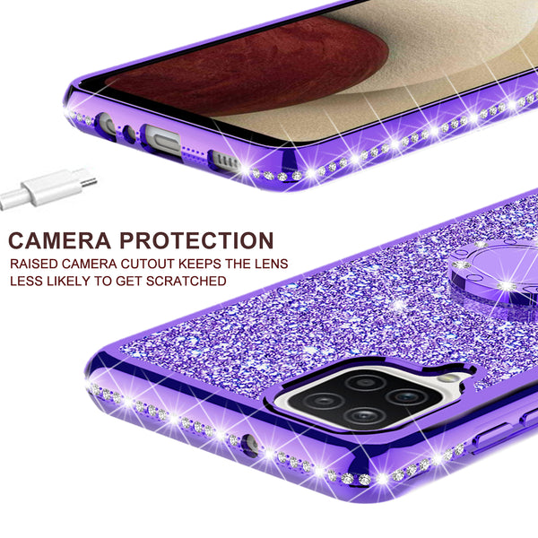 samsung galaxy a12 glitter bling fashion case - purple - www.coverlabusa.com