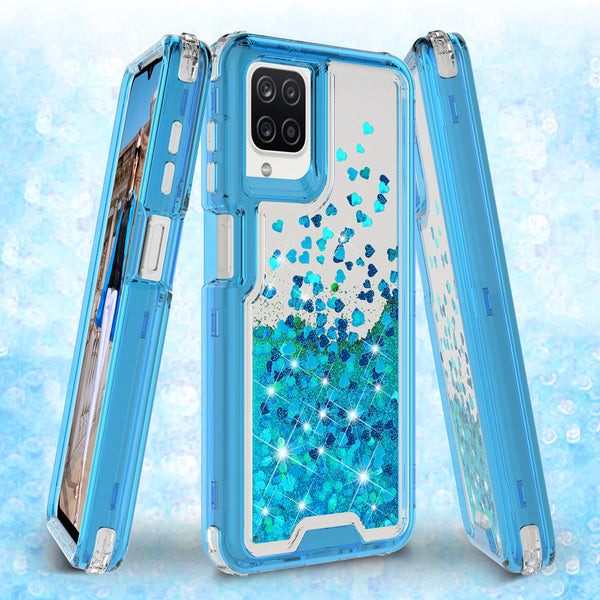 hard clear glitter phone case for samsung galaxy a12 - teal - www.coverlabusa.com