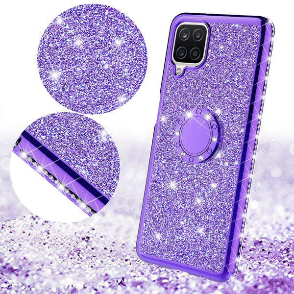 samsung galaxy a12 glitter bling fashion case - purple - www.coverlabusa.com