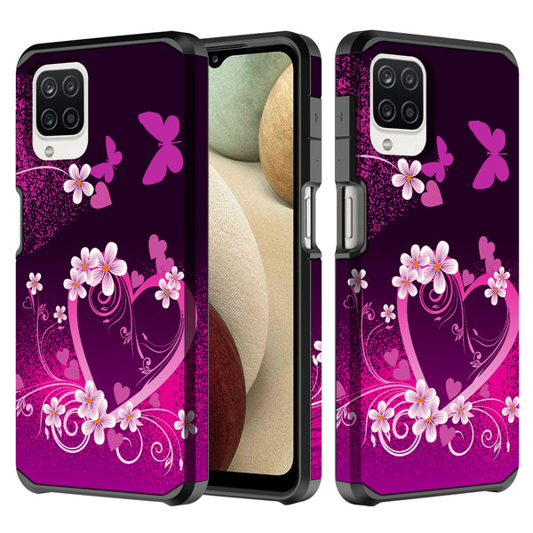 samsung galaxy a12 hybrid case - heart butterflies - www.coverlabusa.com