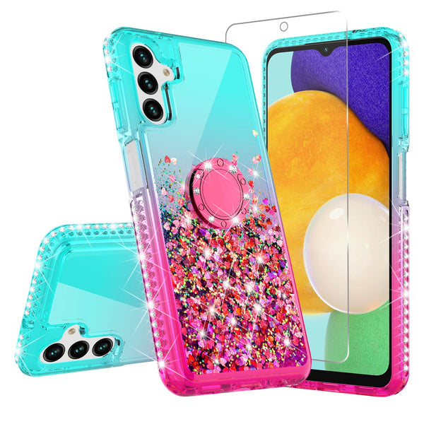 glitter phone case for samsung galaxy a13 5g - teal/pink gradient - www.coverlabusa.com