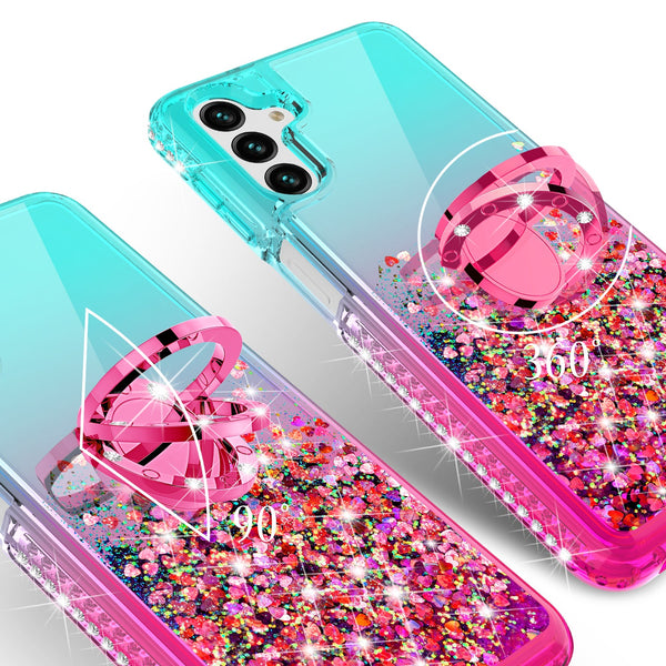 glitter phone case for samsung galaxy a13 5g - teal/pink gradient - www.coverlabusa.com