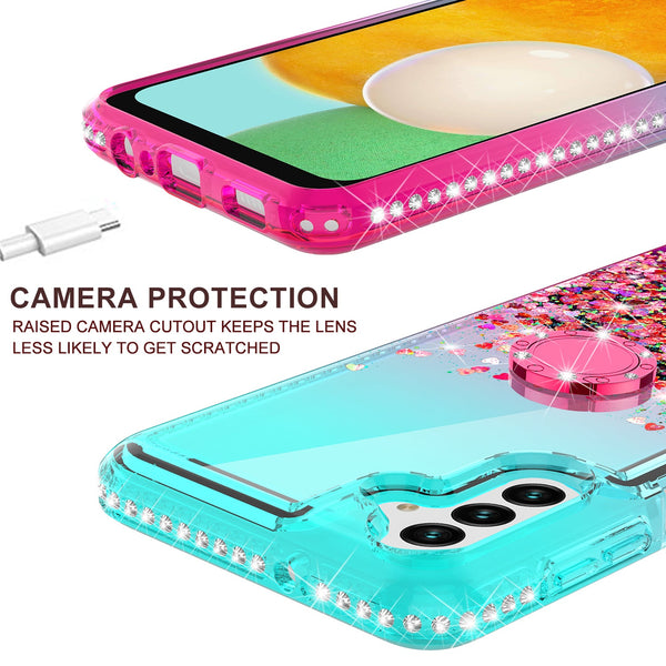 glitter phone case for samsung galaxy a13 5g - teal/pink gradient - www.coverlabusa.com