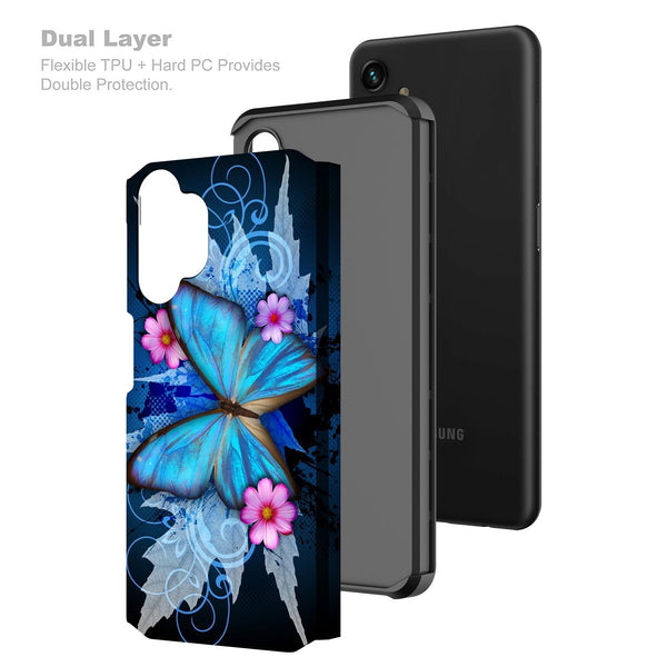 samsung galaxy a13 5g hybrid case - blue butterfly - www.coverlabusa.com